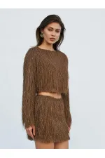 041118 Saçaklı Mini Etek