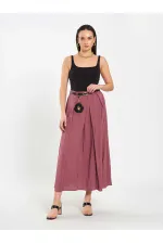 041164 A Pileli Kemerli Midi Etek