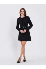 111640 Kendinden Kemerli Mini Elbise