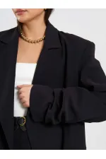 131046 Oversize Kolları Pileli Ceket