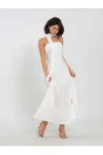 111706 Straplez Yırtmaçlı Elbise