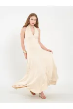 111684 Sırt Dekolteli Midi Elbise