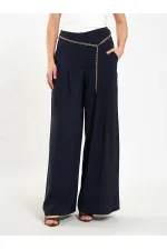 031641 Double Pleated Trousers with Trim