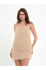 111658 Saçaklı Mini  Elbise