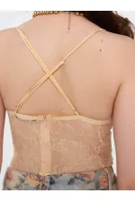 071914 Lace Back Cross Strap Bodysuit