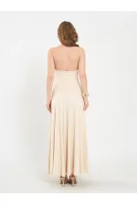 111684 Sırt Dekolteli Midi Elbise