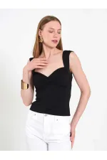 071926 Draped Front Knitted Blouse