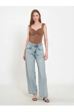 031668 Wide Leg Denim Trousers