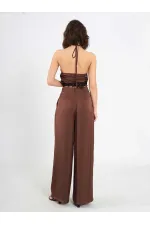 031649 Wide Pleated Satin Trousers
