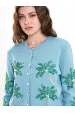 150525 Palm Tree Beaded Cardigan