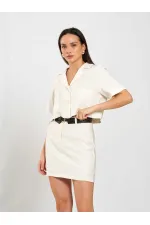 080801 Kısa Kollu Crop Cepli Gömlek