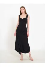 Jupe midi asymétrique à taille élastique 041197
