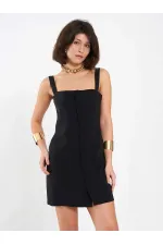 111707 Düğmeli Mini Boy Elbise