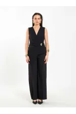 071892 Chemisier asymétrique à col en V et boucle