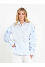 080796 Kolları Büzgülü Gömlek