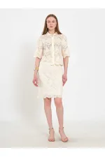 041195 Lace-Look Mini Skirt