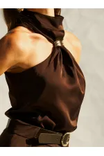 071773 Buckled Satin Blouse 071773 Buckled Satin Blouse