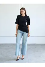 050748 Vatkalı Büzgülü T-shirt