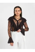 080791 Ruffle Detail Lace Blouse