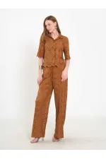 031669 Lace-Look Lined Trousers with Tie Waist