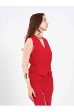 120748 Vest with Lace Detail and Buckle on the Back