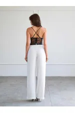 071914 Dantel Sırtı Çapraz Askılı Bodysuit