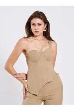071781 Tek Omzu Askılı Asimetrik Bluz