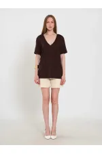 050736 V-Neck Knitted T-Shirt