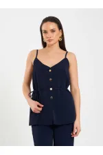 Gilet à col en V et ceinture à nouer à la taille 120743