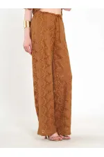 031669 Lace-Look Lined Trousers with Tie Waist