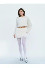 041118 Saçaklı Mini Etek