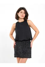 Jupe courte à sequins en forme de cloche (041184)