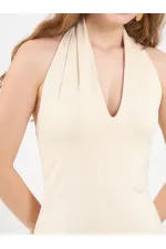 111684 Sırt Dekolteli Midi Elbise