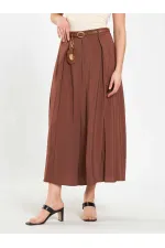 041164 A Pleated Belted Midi Skirt