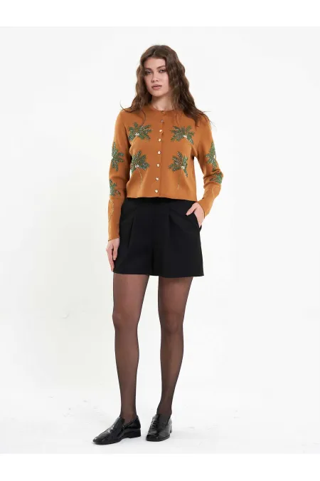 150525 Palm Tree Beaded Cardigan