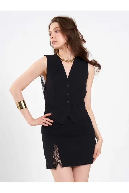 120748 Vest with Lace Detail and Buckle on the Back 120748 Vest with Lace Detail and Buckle on the Back