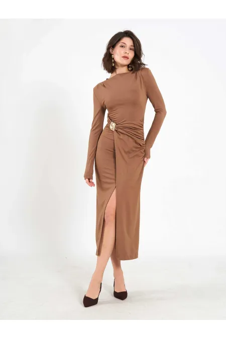 Robe midi drapée sur le devant 111699