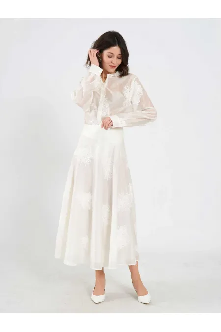 Jupe midi à volants 041192