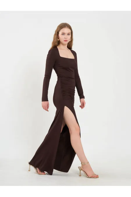 111694 Long-Sleeved Dress with Slit