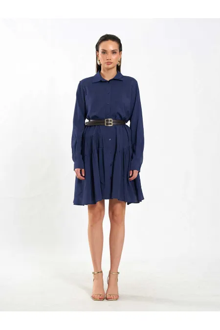Robe asymétrique à volants et ceinture 111703