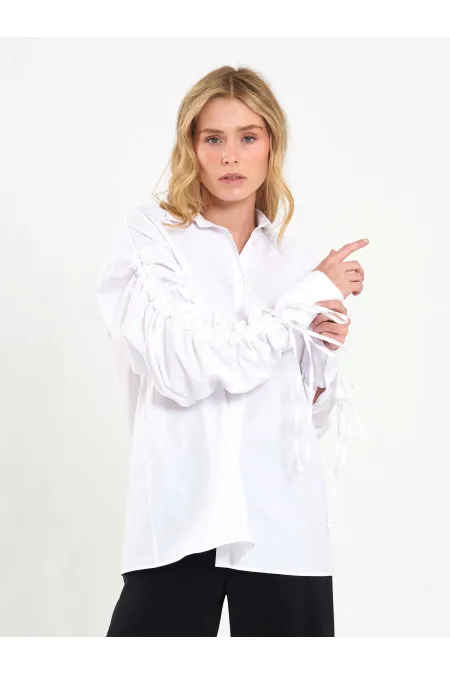 080796 Shirt with Gathered Sleeves