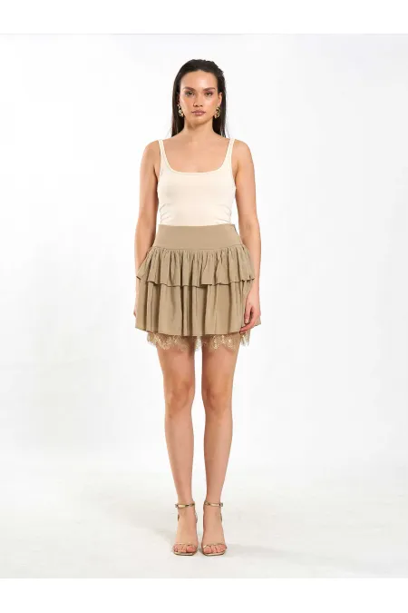 Jupe évasée à détails en dentelle 041180