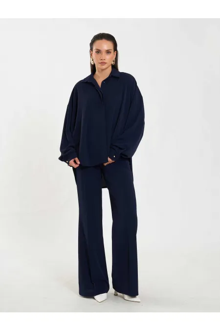 Chemise basique à patte de boutonnage cachée 080802