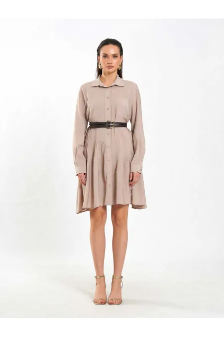 Robe asymétrique à volants et ceinture 111703