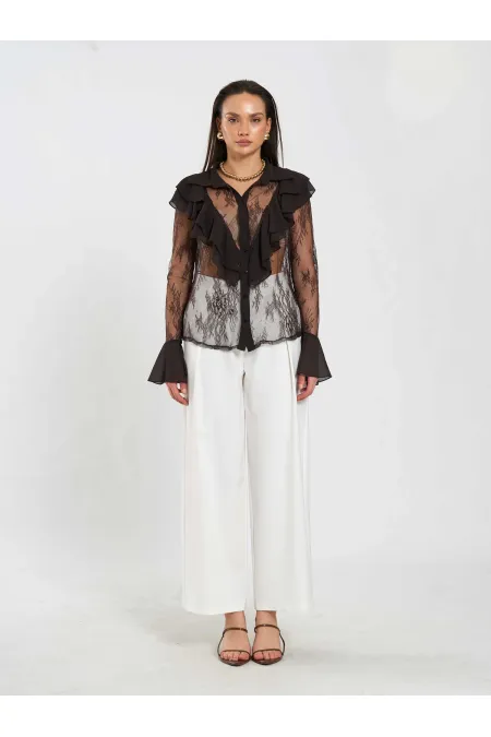 Chemisier en dentelle à volants 080791