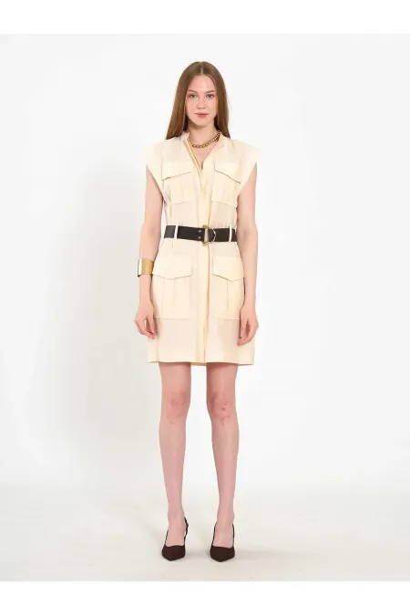 111720 Ayos Linen Mini Dress with Pocket Detail