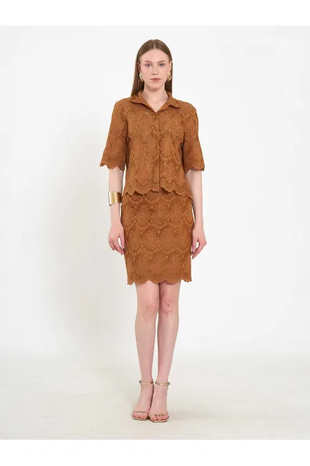 041195 Lace-Look Mini Skirt