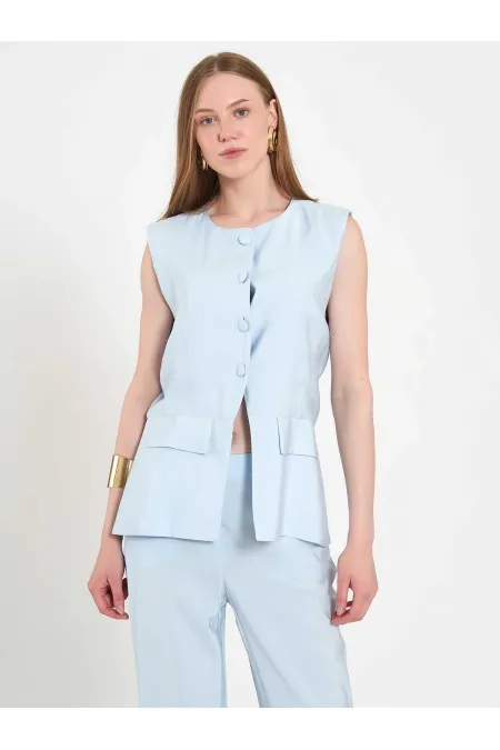 120732 Vest with Ruffled Hem