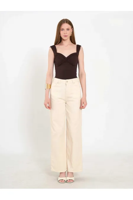 031668 Wide Leg Denim Trousers