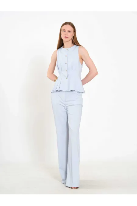 031673 Stella Straight Leg Trousers with Belt Buckle